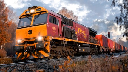 Bustling rail freight yard with intermodal container handling shunting locomotives and wagons  Depicting a crucial part of rail based supply chains and industrial logistics