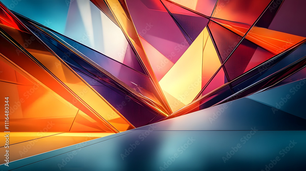 Canvas Prints abstract geometric composition with glowing lines