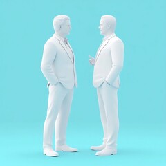 Obraz premium Business Professionals in Formal Discussion on Blue Background