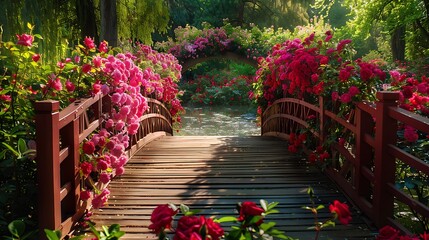 Obraz premium Lovely roses gardens complete with and bridges