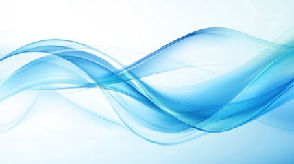 Obraz premium Abstract Blue Waves Flowing Gently Across White Background