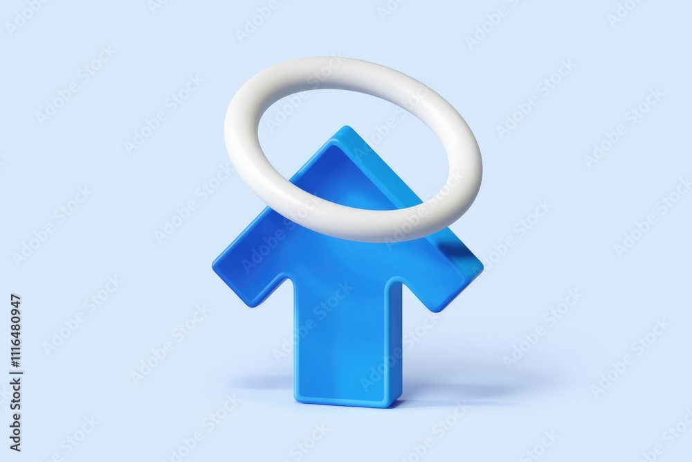 Aufkleber a 3d render of a blue upward arrow topped with a white ring symbolizing growth and progress.