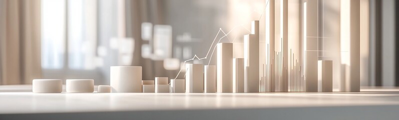 Obraz premium Growth and Investment Charts on Screen Projection with Minimalist 3D Clay Design