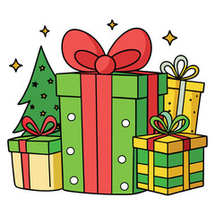 christmas hand drawn gift box bundle vector