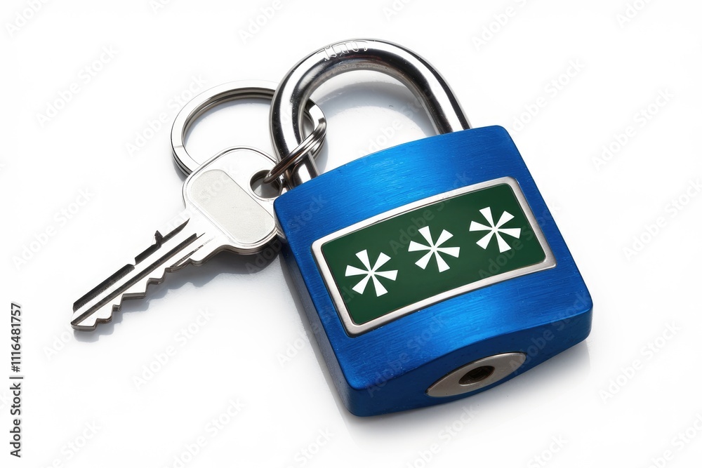 Aufkleber blue padlock with key symbolizing password protection and digital security.