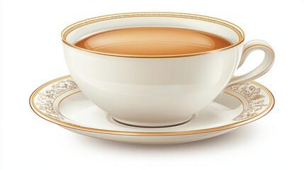 Aromatic Tea in Elegant Cup and Saucer