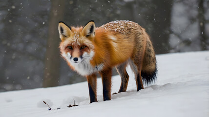 Fototapeta premium Red fox in snow