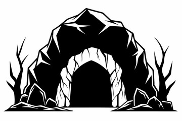 A simple Cave Entrance silhouette black vector