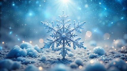 Fototapeta premium Sparkling snowflake with glowing winter light