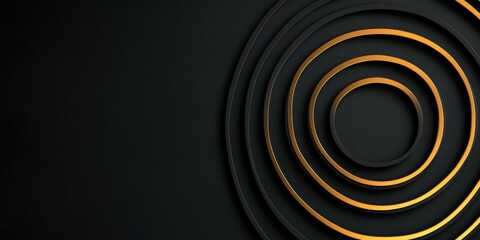 Circular patterns with gold accents on a dark background