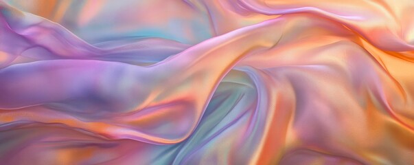 Obraz premium Abstract silk fabric with colorful gradients flowing smoothly, texture and elegance concept