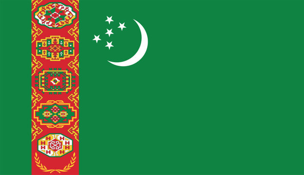 Flag of Turkmenistan, Turkmen flag, flag of Turkmenistan, national flag of Turkmenistan,  flat vector