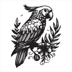 Obraz premium Graphic silhouette design of a parrot