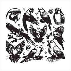 Obraz premium Graphic silhouette of a parrot