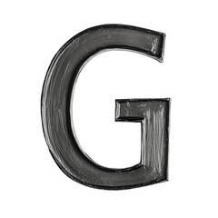 Stylized monochrome G with intricate sketch details
