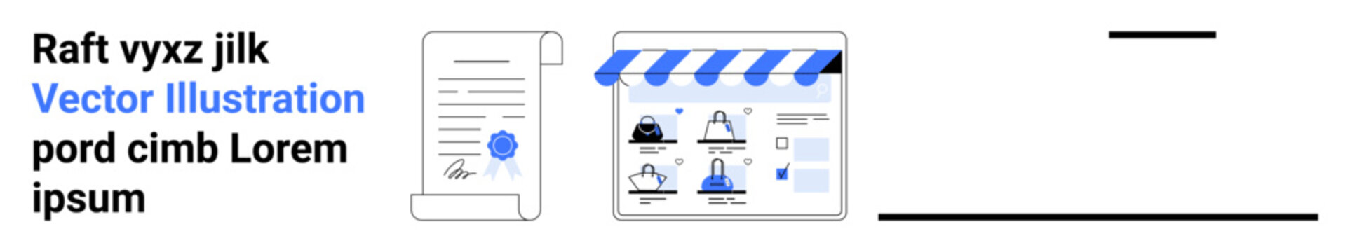 Digital document with signature, an online store interface with customer profiles, and a black horizontal line. Ideal for e-commerce, online security, contracts, digital business, customer