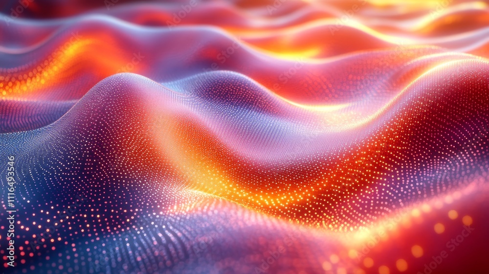 Poster abstract vibrant digital waves with glowing sparkles, futuristic design concept