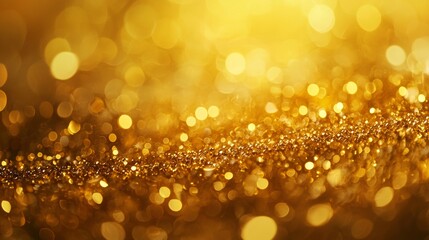 Golden glitter texture with warm bokeh effect