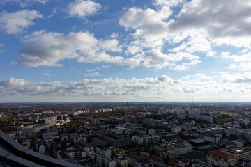 Fantastic views from the City Tower viewing platform over the city of Leipzig