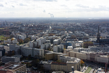 Fantastic views from the City Tower viewing platform over the city of Leipzig