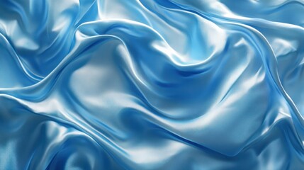Fototapeta premium Draped Light Blue Silk Fabric Showing Soft Waves