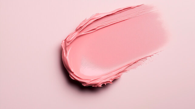 A minimalistic a pink makeup swatch for lipcream, close up swotch, texture