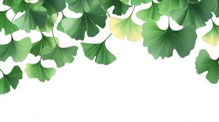 Ginkgo biloba plant leaf closeup view.