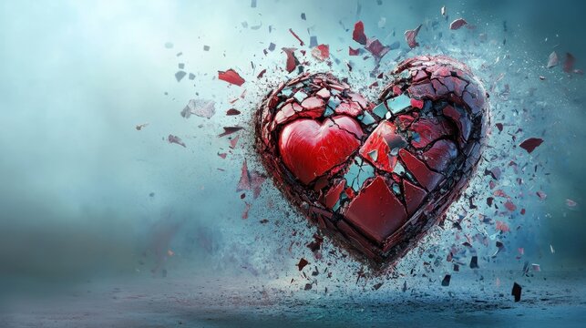 Shattered Heart Symbolizing Broken Love and Emotion
