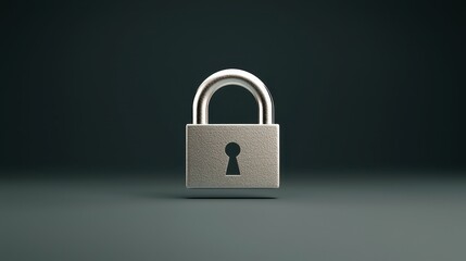 Fototapeta premium Silver padlock with keyhole set against a dark, minimalist background representing security, protection, and trust in digital and physical environments