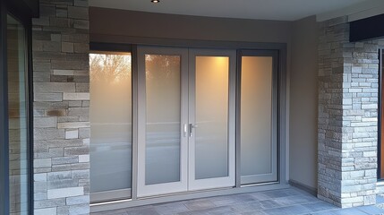 Modern Frosted Glass Sliding Door Entrance
