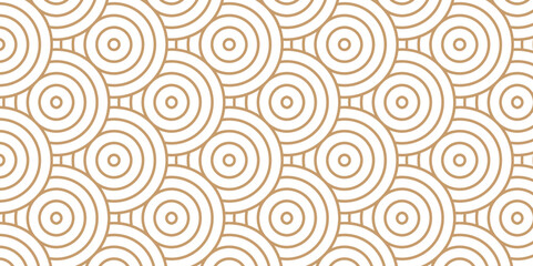 Fototapeta premium Seamless abstract brown and orange fabric pattern background. vector waves texture. circle overlapping brown geometric retro background.