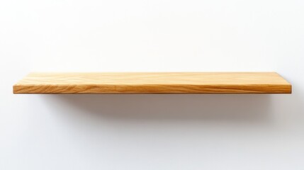 Simple Light Wooden Shelf Against White Wall