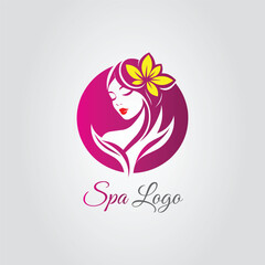 Fototapeta premium Beautiful Woman Luxury Premium Spa and Beauty Parlour Vector Logo Design
