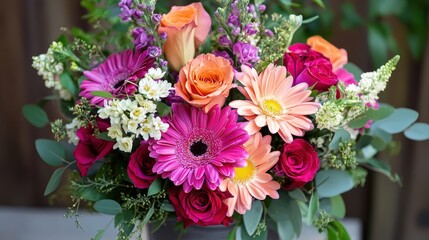 Feature a vibrant bouquet of flowers, symbolizing the colors and emotions of the Day of Love