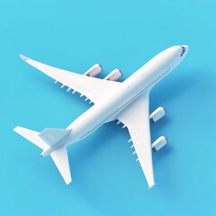 Vector 3d airplane in blue background. Airplane concept. Plane  Air transportation.Advertising banner. 