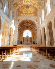 Fototapeta premium Majestic interior of a historic cathedral serene atmosphere architectural beauty inspirational artwork awe-inspiring design