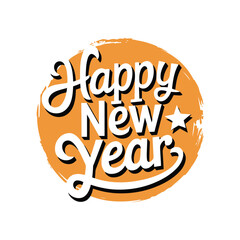 happy new year typography silhouette