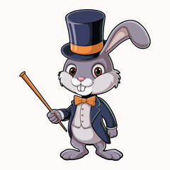 Obraz premium Cute Rabbit Cowboy Hat Vector