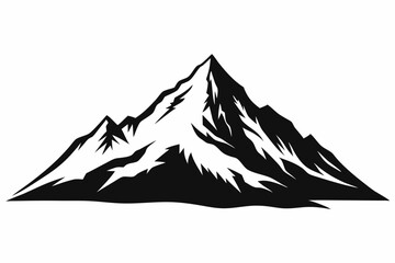 A simple Snow-Covered Mountain silhouette black vector white background