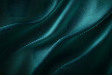 Obraz premium Black dark teal jade emerald sea aventurine green abstract background. Silk satin fabric. Glitter shimmer. Color gradient. Line stripe wave shadow. Drapery curtain. Luxury elegant subtle. Blank design