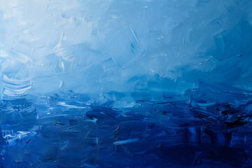 Blue gradient oil paint texture background. Brush and palette knife strokes.
