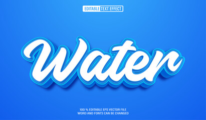 Editable 3d text style effect - Blue Water text effect