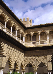 Courtyard of the Maidens in Alcazar, Seville, Spain, 2024.