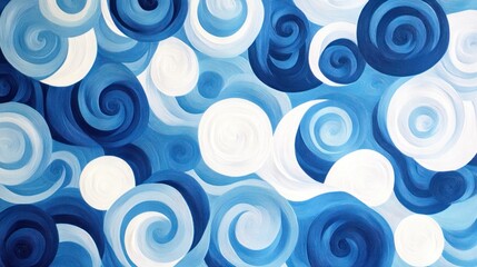 Abstract blue and white swirling pattern background.