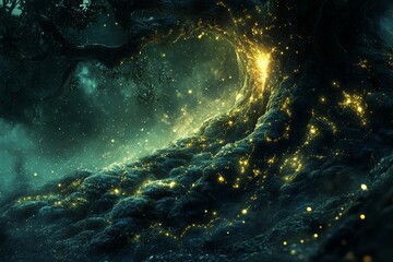 Fototapeta premium Mystical Forest with Glowing Elements
