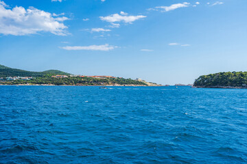 Naklejka premium View of Adriatic Sea and Dalmation coast of Croatia near Dubrovnik.