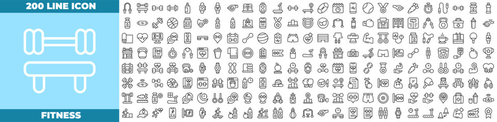 Fitness Line Editable Icons set.
