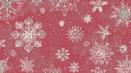 Delicate White Snowflake Patterns on Blue Background for Festive Decorations