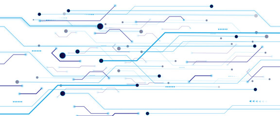 Obraz premium Global communication technology background design, White Abstract geometric dots and lines connection circuit concept.