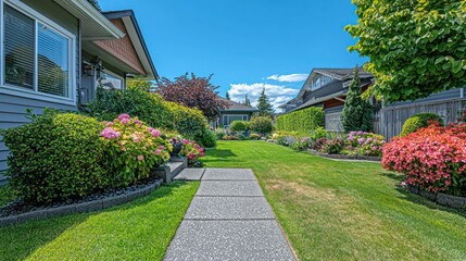 Fototapeta premium Picturesque Suburban Homes with Lush Gardens